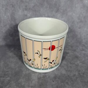 VTG 1986 INARCO Mallard Ducks Planter Crock Ceramic Flying Birds Sun Korea